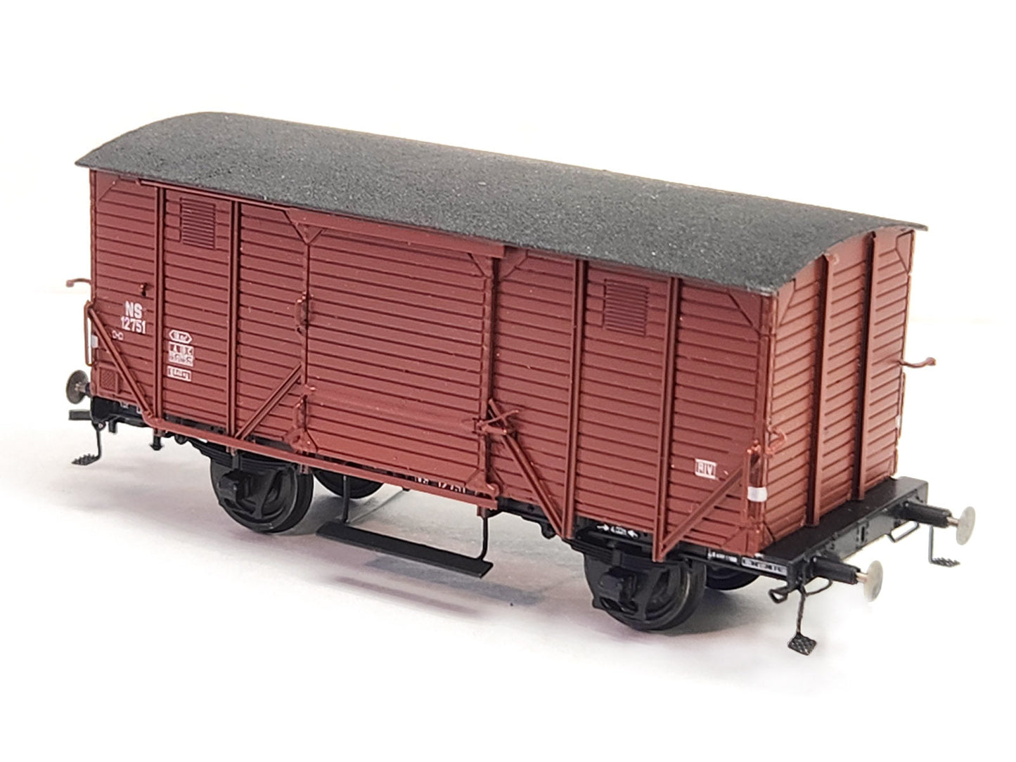 Messing bouwset goederenwagen CHD, modern type met remhuis NS-HSM (1912-1970) Art. M-178