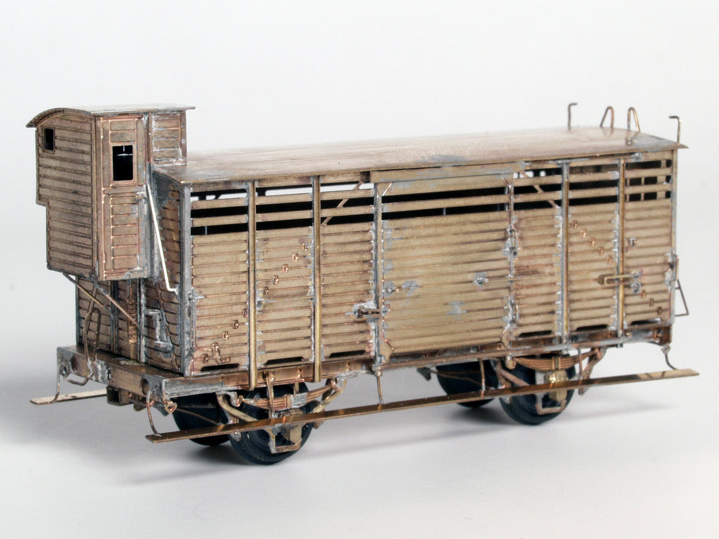 Messing bouwset "Veewagen HSM met remhuis" NS / HSM (1894-1955) Art M-181