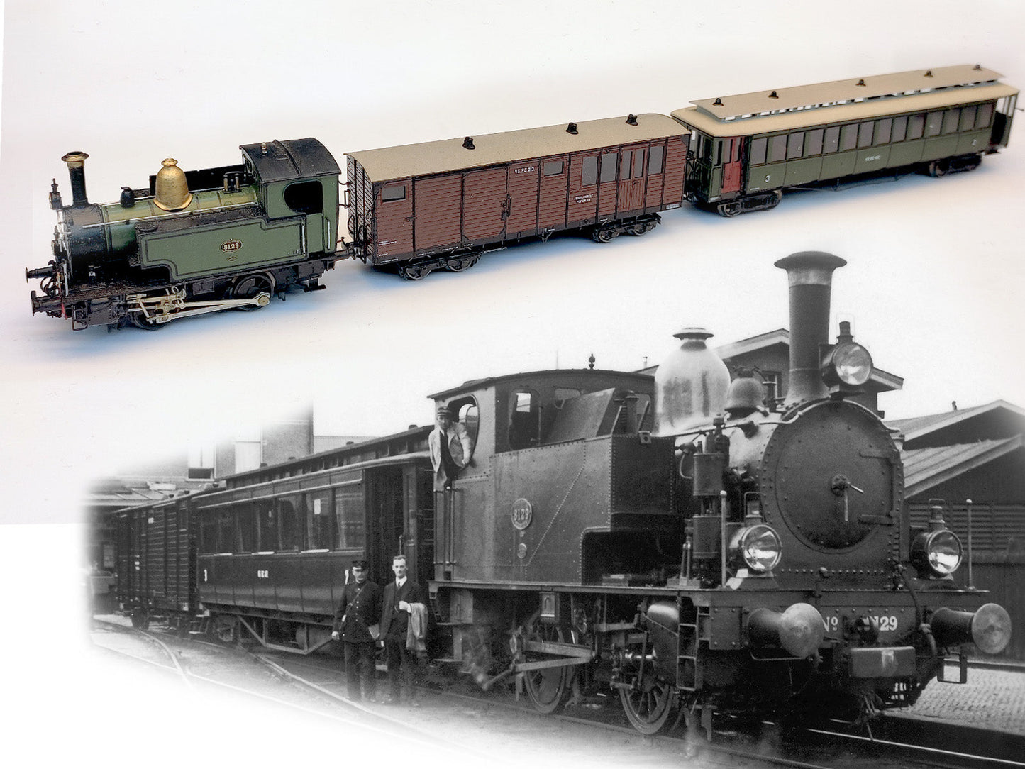 Messing bouwset normaalspoor tram post-bagagewagen SS / NS (1915-1954) - Art. M-401