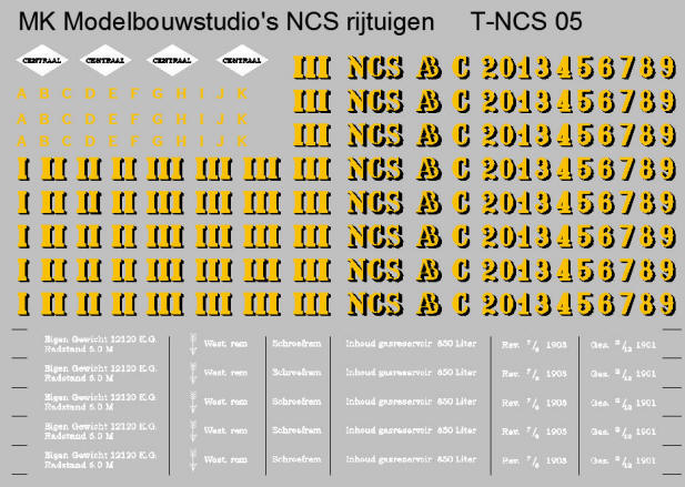 Art. T - NCS 05 rijtuig opschriften