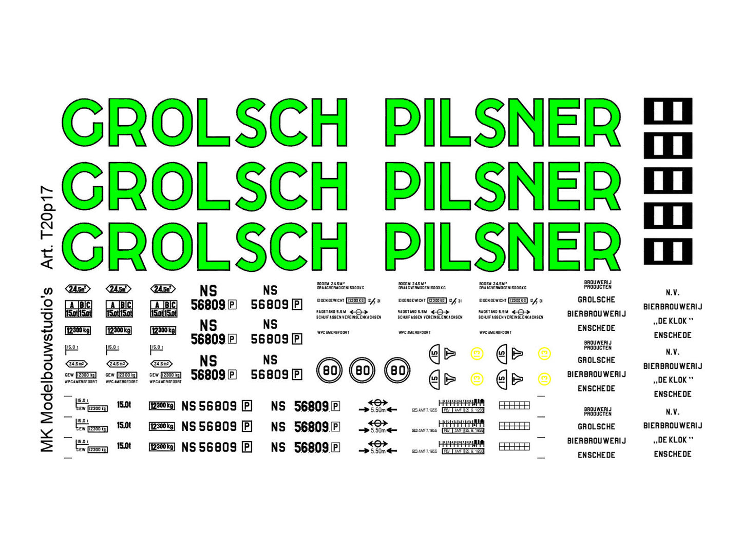 Opschriften voor bierwagen "Grolsch" (1938-1965) Art. T - 20p17