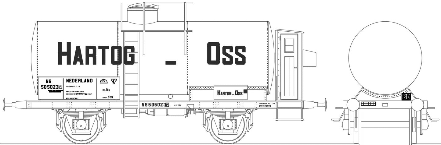 Opschriften voor ketelwagen "Hartog" slachterijen, NS uitvoering (1921-1937) - Art. T-30p6