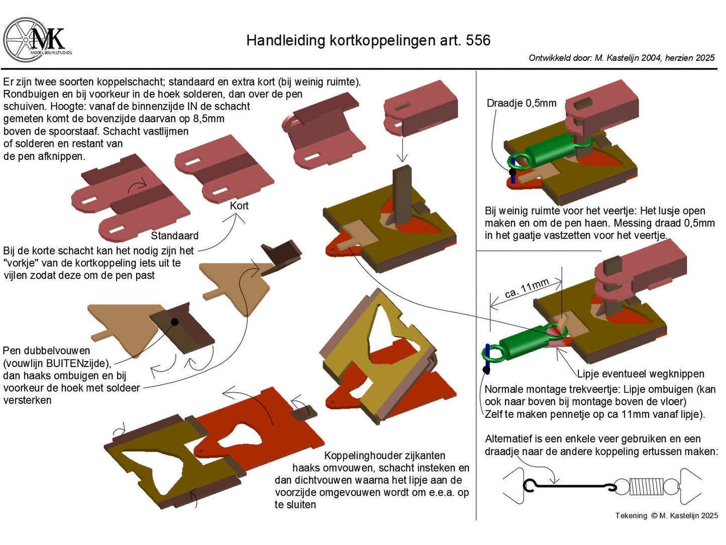 VERNIEUWD - Set messing kortkoppelmechanieken, bouwset - Art 556