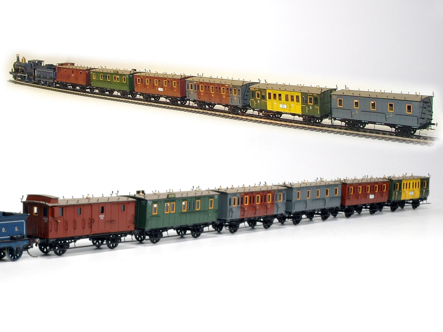 Messing bouwset 6 stuks tweeassige couperijtuigen NS / SS / NBDS (1868-1935)