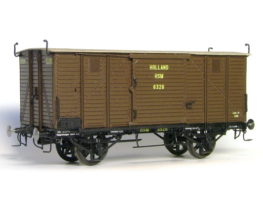 Messing bouwset goederenwagen CHD, oud model zonder remhuis NS / HSM (1879-1970)  Art. M-175