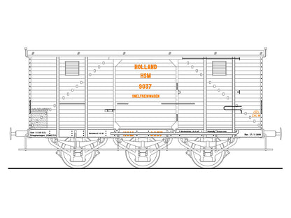 Messing bouwset goederenwagen CHD, drieassig NS / HSM (1898-1940)  Art. M-175