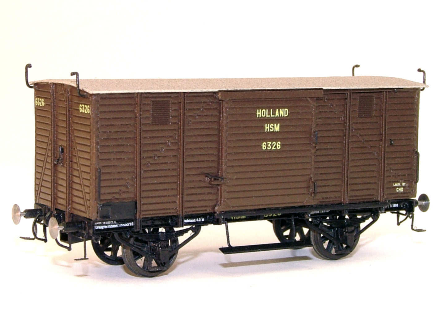 Messing bouwset goederenwagen CHD, oud model zonder remhuis NS / HSM (1879-1970)  Art. M-175