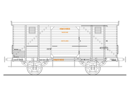 Messing bouwset hulp-bestelgoederenwagen Eh NS (1892-1950)  Art. M-175nsehk