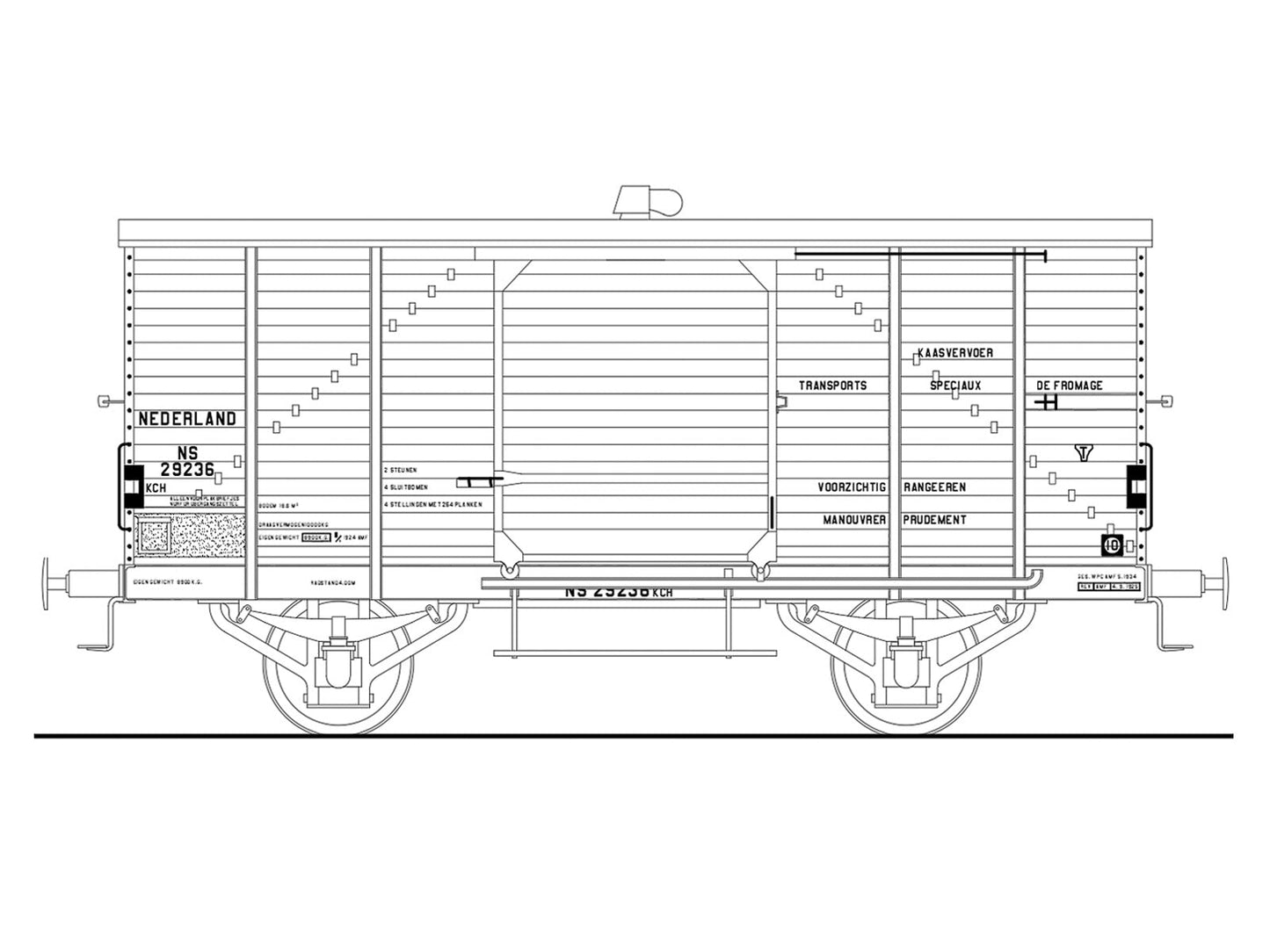 Messing bouwset kaaswagen, zonder remhuis NS (1924-1950)  Art. M-175kaas