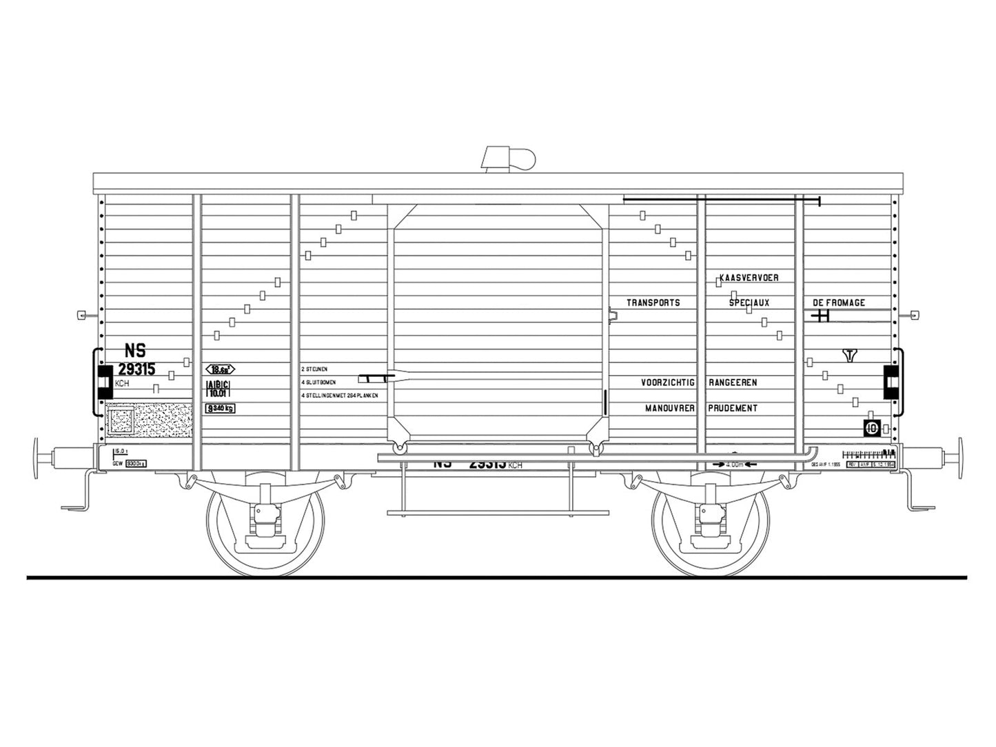 Messing bouwset kaaswagen, zonder remhuis NS (1924-1950)  Art. M-175kaas