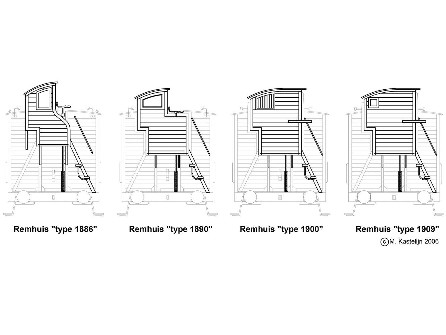 Messing bouwset goederenwagen CHD, oud model met remhuis NS / HSM (1886-1970)  Art. M-177