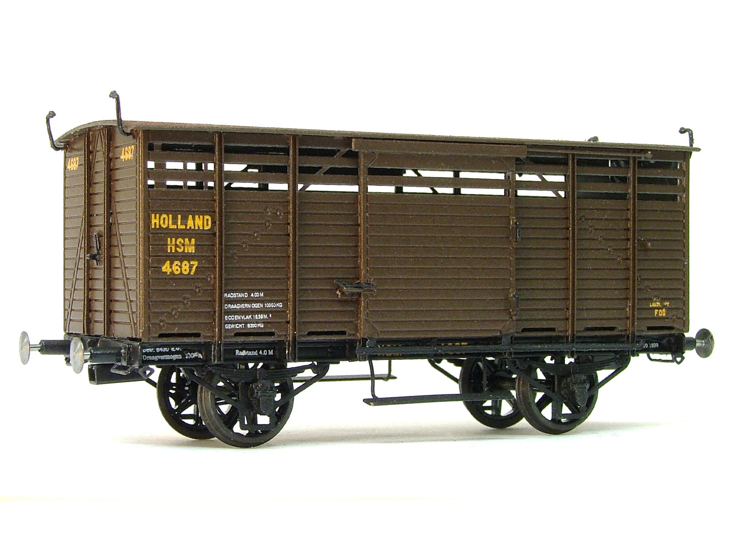 Messing bouwset veewagen zonder remhuis NS / HSM (1894-1960)  Art m-180