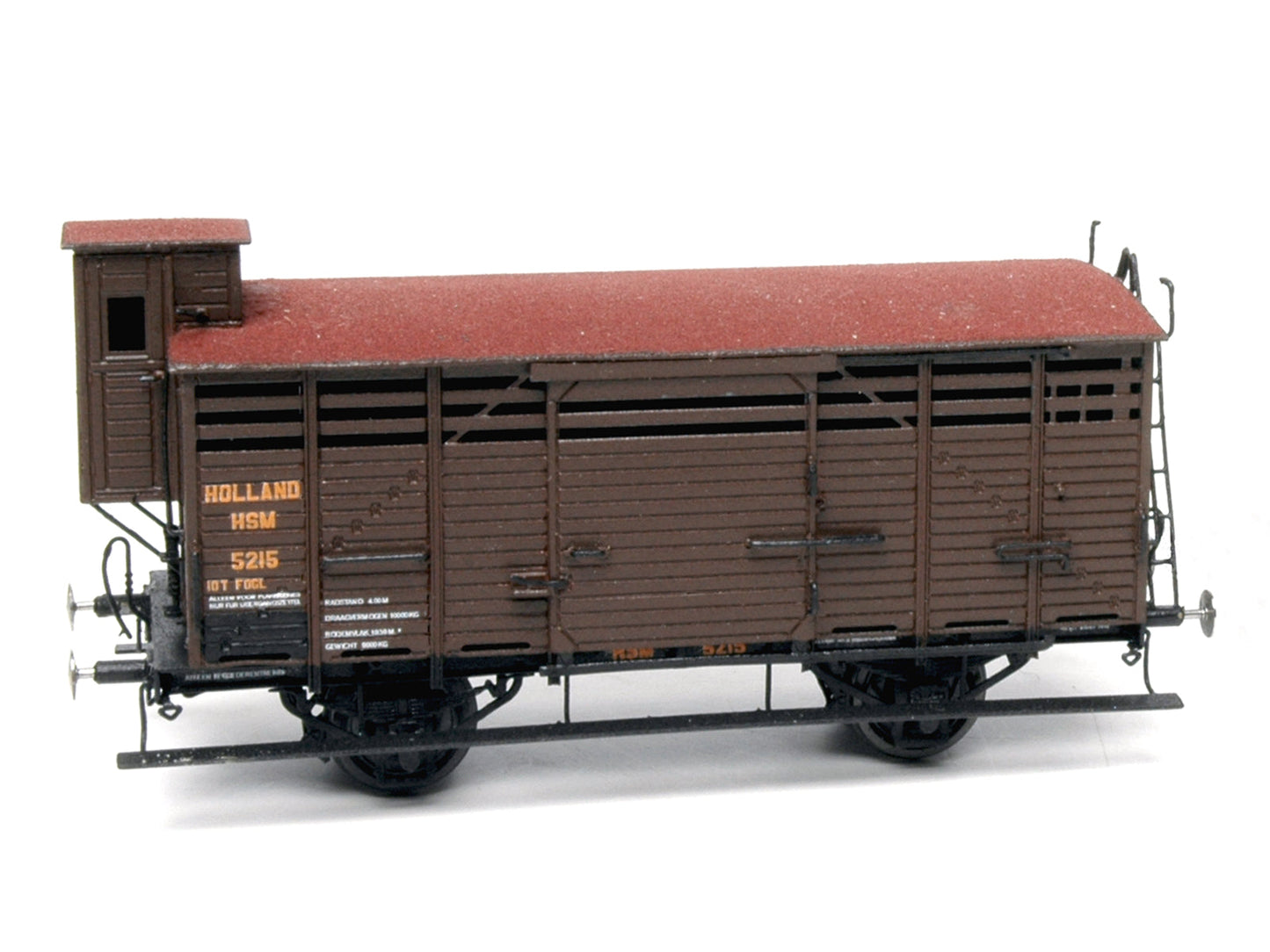 Messing bouwset "Veewagen HSM met remhuis" NS / HSM (1894-1955) Art M-181