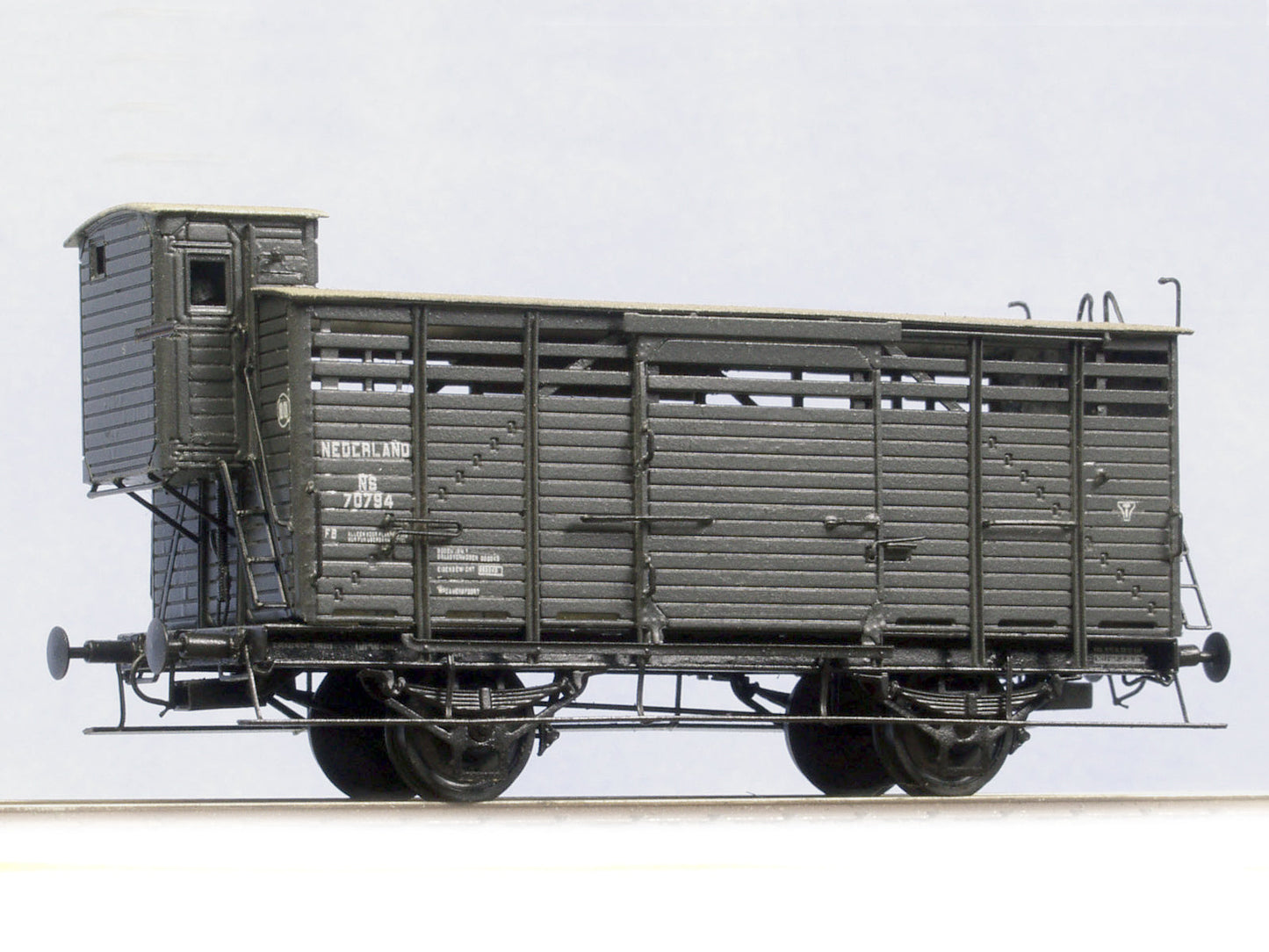 Messing bouwset "Veewagen HSM met remhuis" NS / HSM (1894-1955) Art M-181