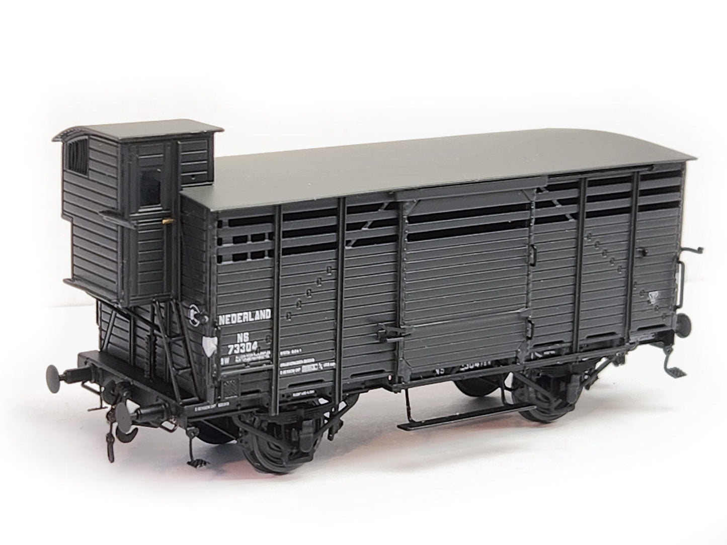 Messing bouwset "Veewagen HSM met remhuis" NS / HSM (1894-1955) Art M-181