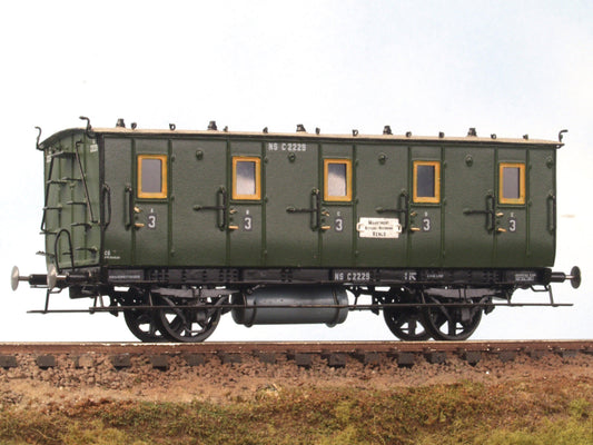 Messing bouwset 3e klasse couperijtuig zonder zijramen NS / SS / NCS / NBDS (1868-1935)  Art. M-210