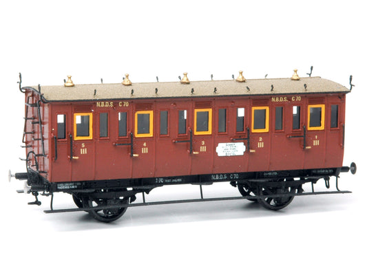 Messing bouwset 3e klasse couperijtuig met zijramen NS / SS / NBDS (1871-1936)  Art. M-212