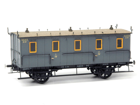 Messing bouwset 4e klasse couperijtuig zonder zijramen NS / NBDS (1905-1933)  Art. M-214