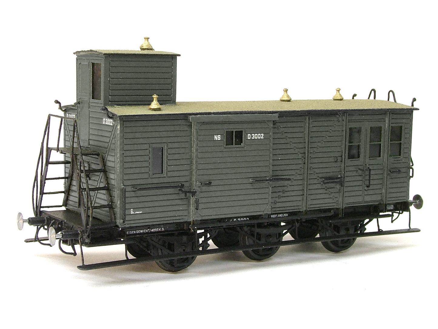 Messing bouwset drieassige werkwagen seinwezen NS (1930-1967) - Art. M-222