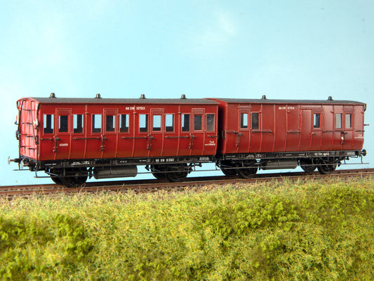 Messing bouwset kortgekoppelde ongevallenwagens NS / HSM  (1914-1962) Art. M-243ww