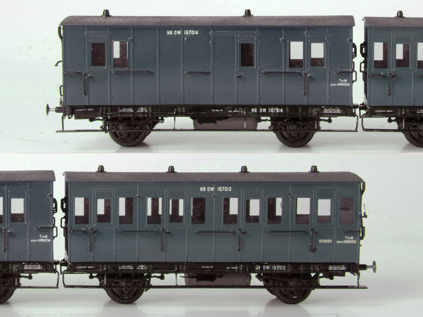 Messing bouwset kortgekoppelde ongevallenwagens NS / HSM  (1914-1962) Art. M-243ww