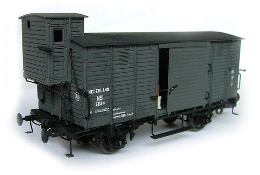 Messing bouwset goederenwagen CHD, modern type met remhuis NS-HSM (1912-1970)  Art. M-178