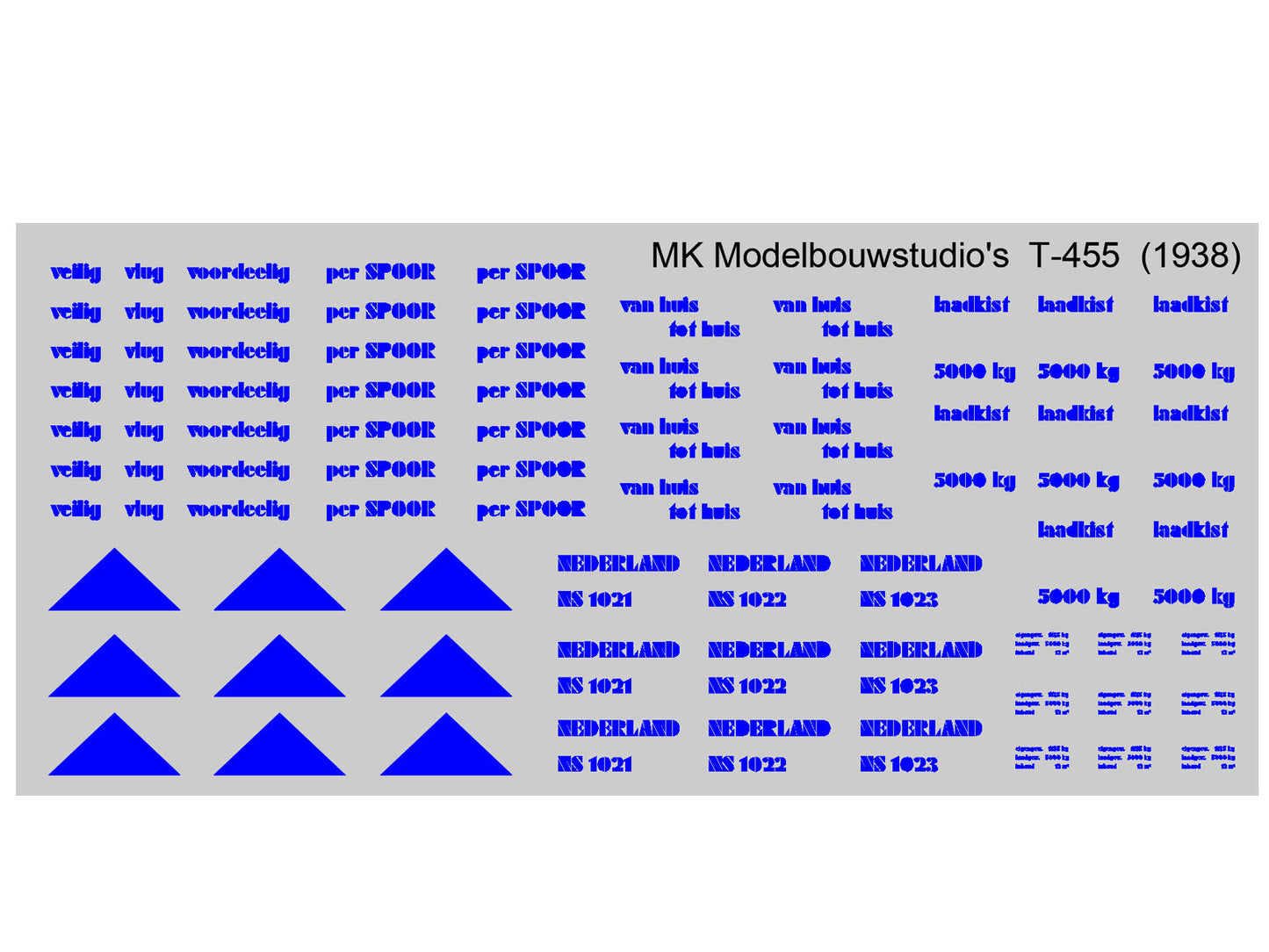 Bouwsets laadkistensysteem NS o.a trekkers, kisten, opschriften (1938-1970)