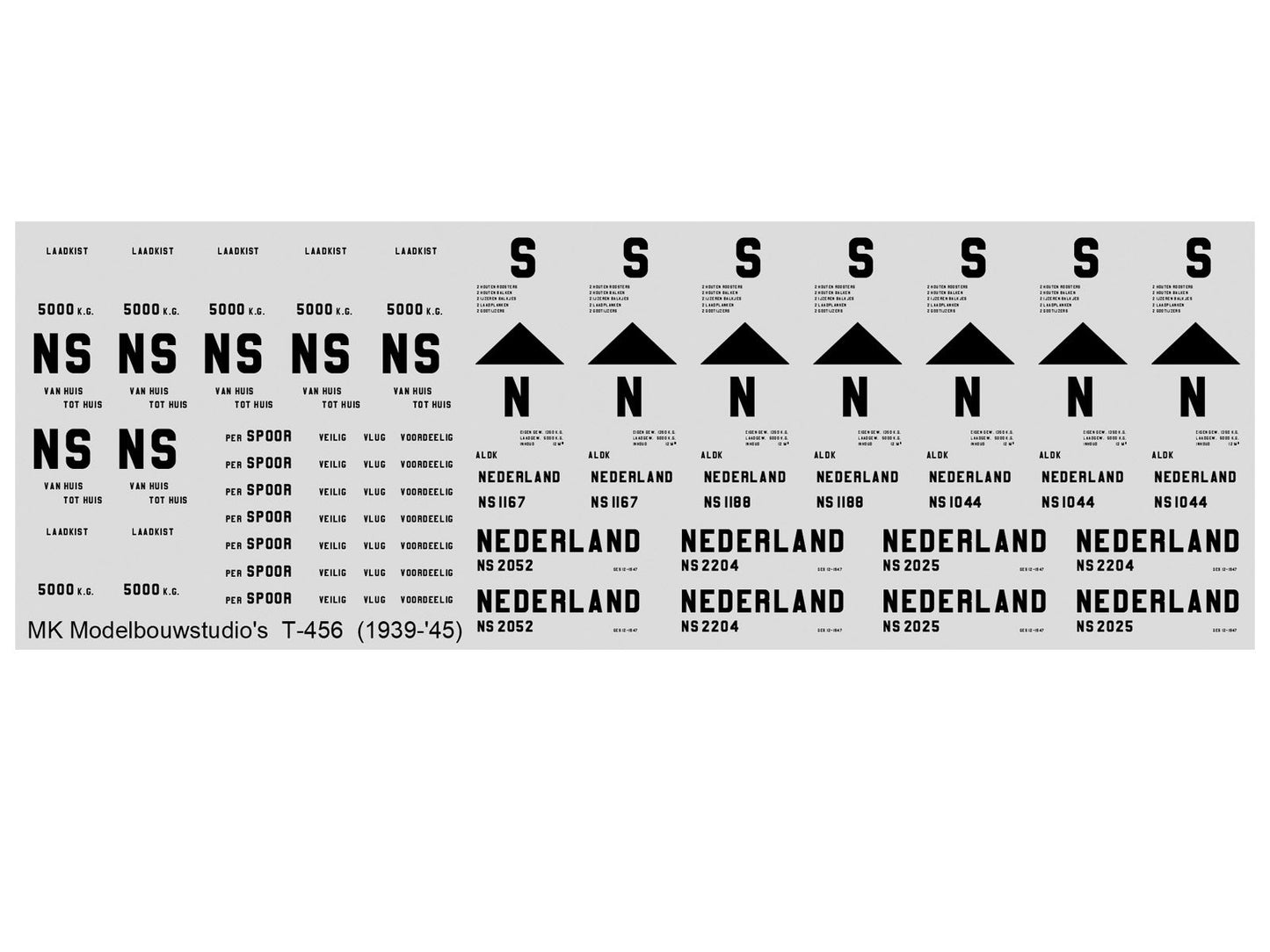 Bouwsets laadkistensysteem NS o.a trekkers, kisten, opschriften (1938-1970)