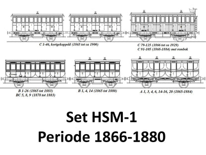 Messing bouwset "antieke HSM rijtuigen" HSM (1870-1910) - Art. Set HSM-01 en Set HSM-02