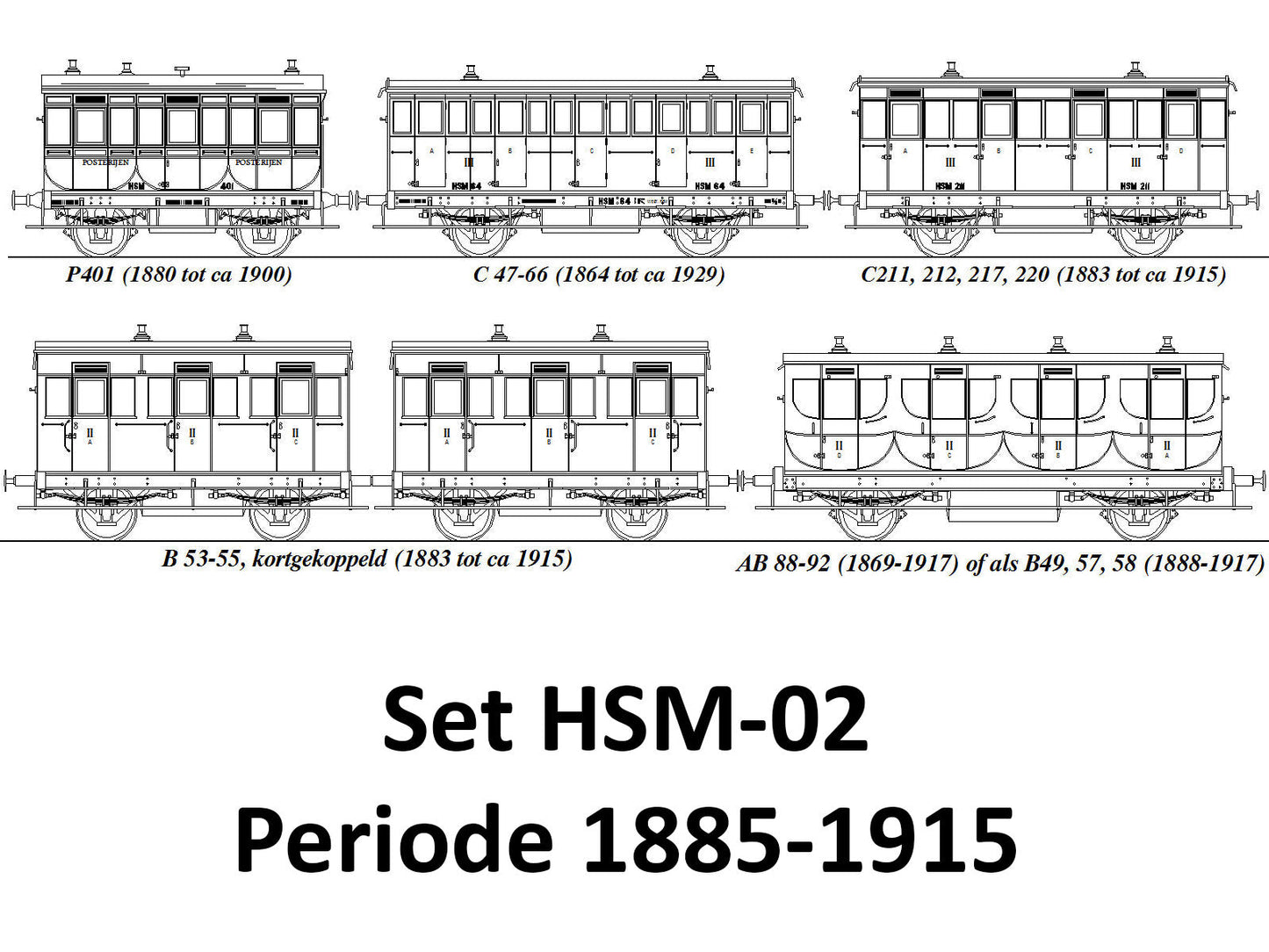 Messing bouwset "antieke HSM rijtuigen" HSM (1870-1910) - Art. Set HSM-01 en Set HSM-02