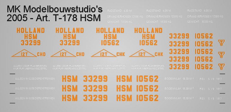HSM opschriften voor rijtuigen en goederenwagens
