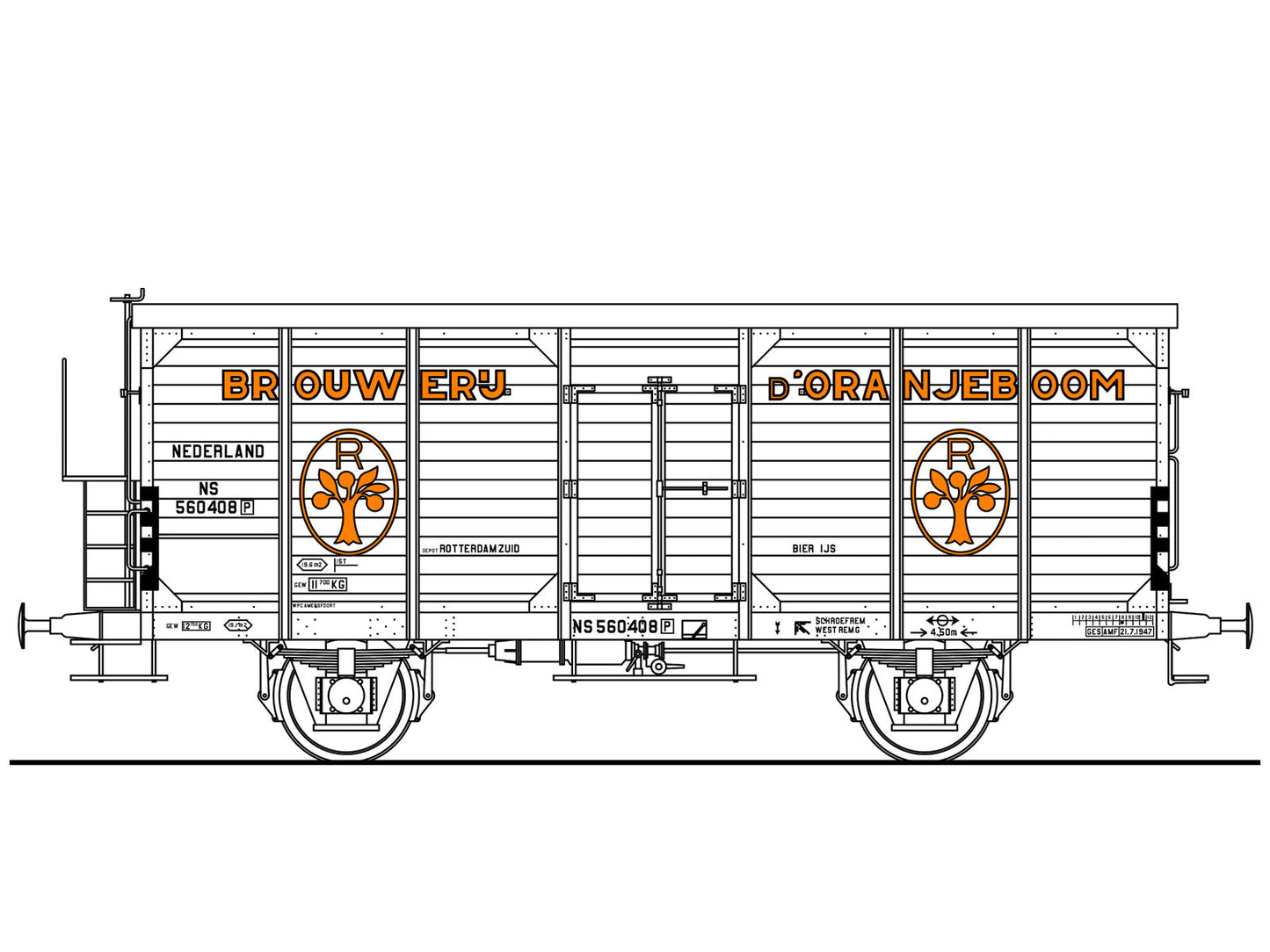 Opschriften voor bierwagen "Oranjeboom" (1945-1960)  Art. T-20p11