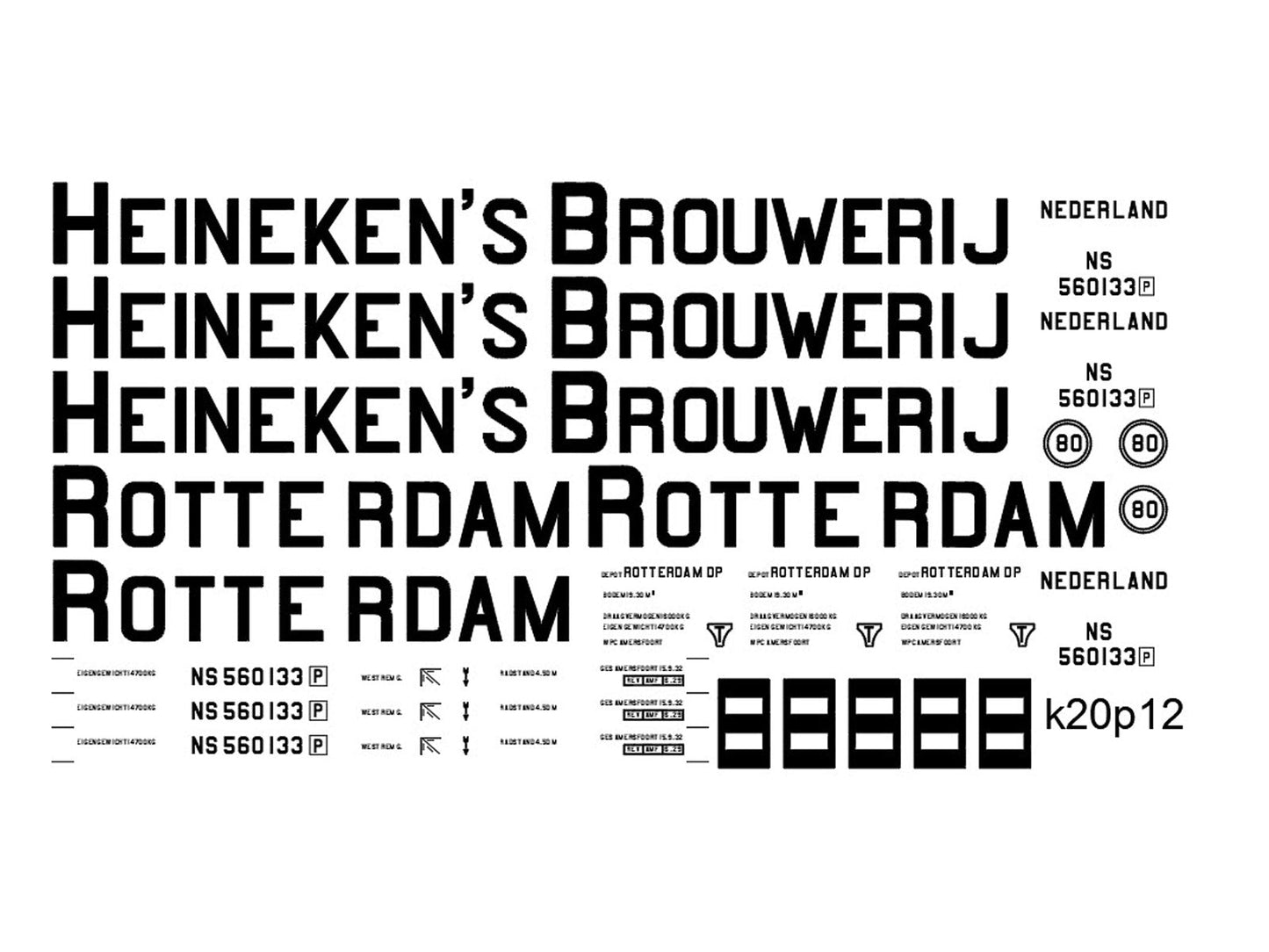 Opschriften voor bierwagen "Heinekens" (1923-1945)  Art. T-20p12