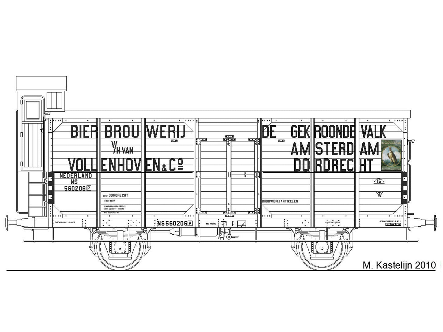 Opschriften voor bierwagen "De Gekroonde Valk" (1924-1949)  Art. T-20p16