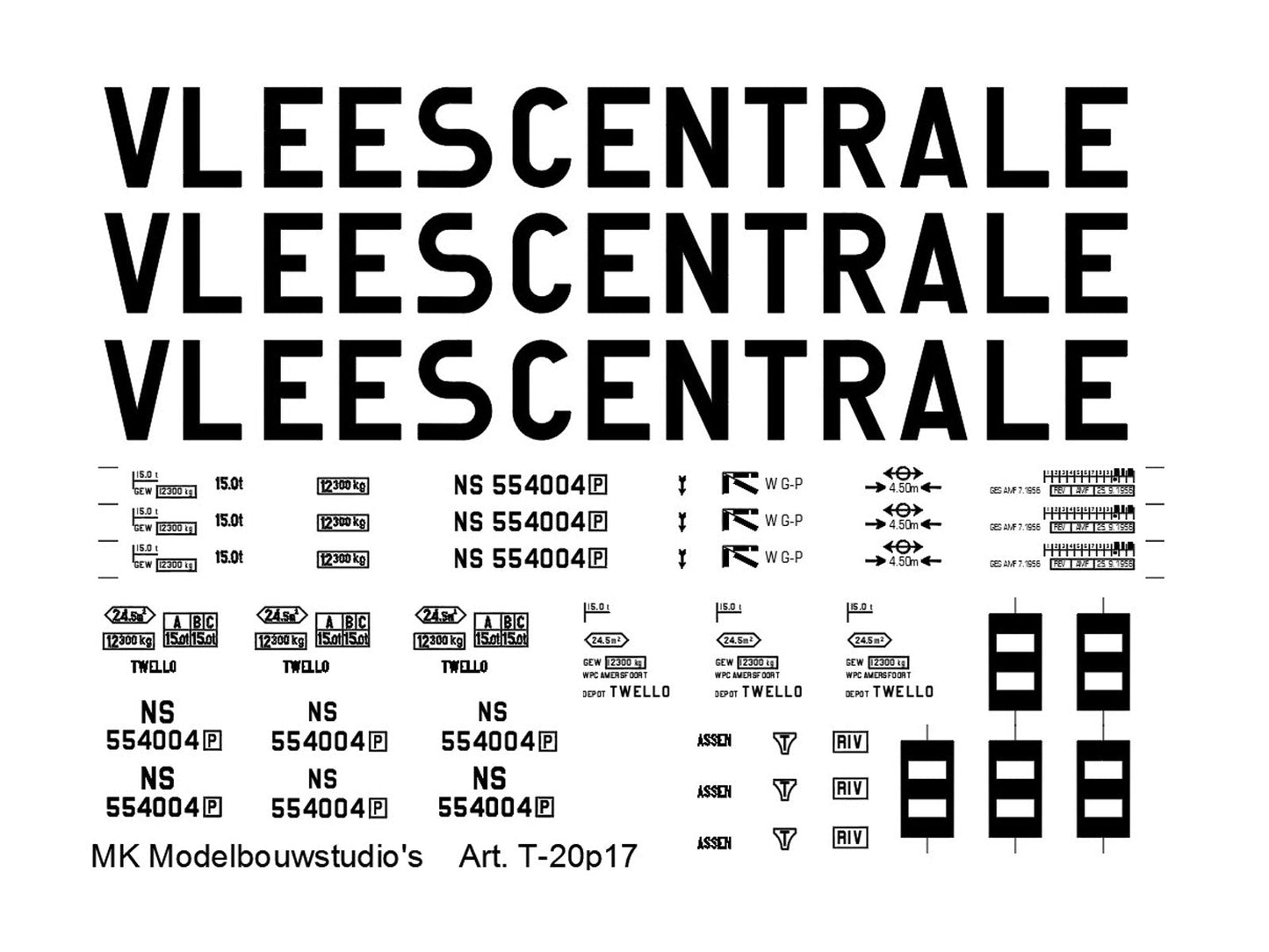Opschriften voor vleeswagen "Vleescentrale" (1947-1968) Art. T-20p18