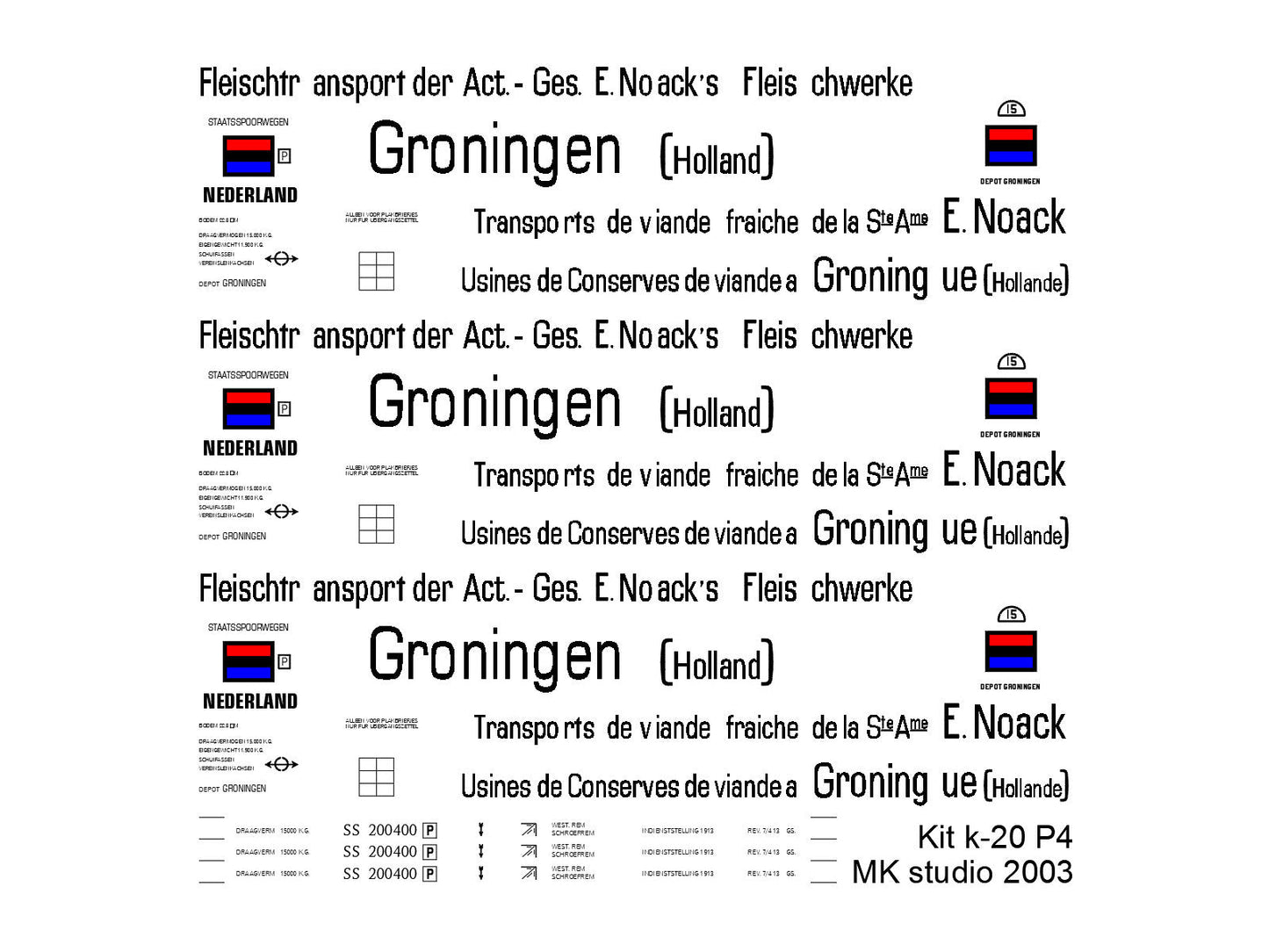 Opschriften voor vleeswagen "Noach's Fleischwerke" (1913-1916)  Art. T-20p4
