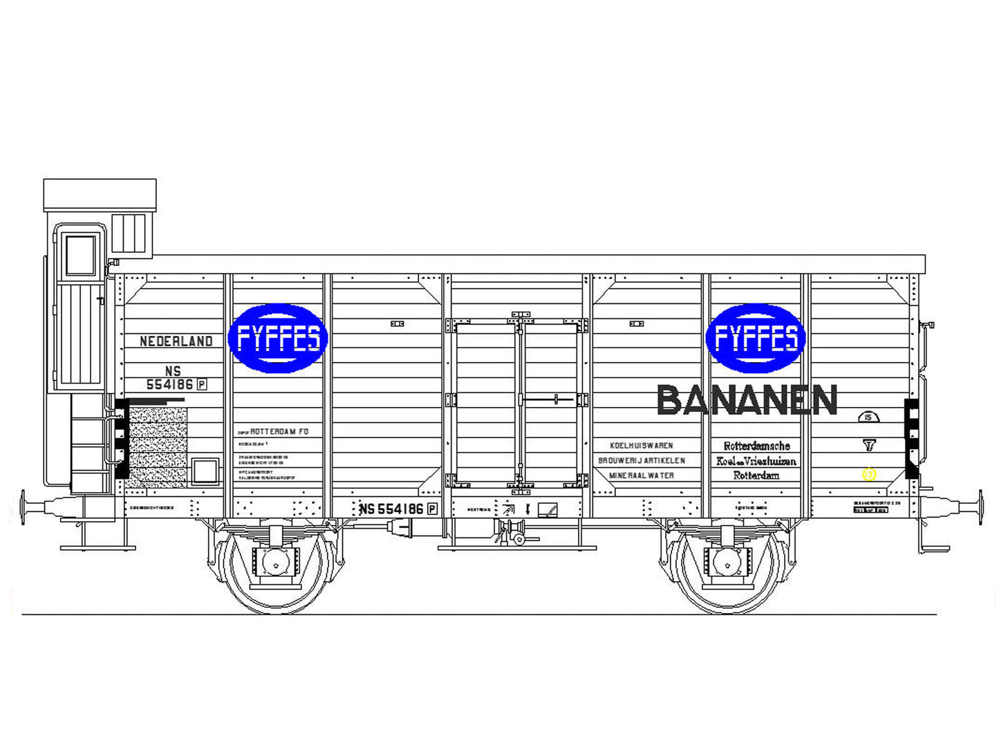 Opschriften voor koelwagen "Fyffes  bananen" (1926-1950)  Art. T-20p5