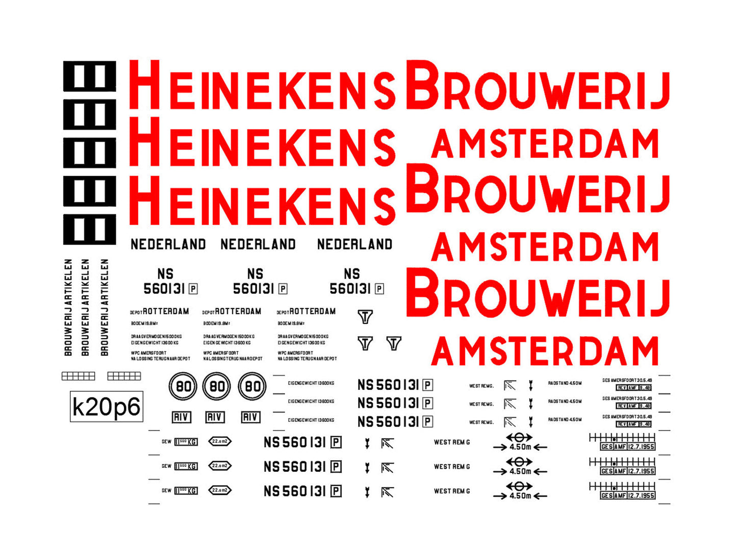 Opschriften voor bierwagen "Heinekens" (1945-1961) Art. T-20p6