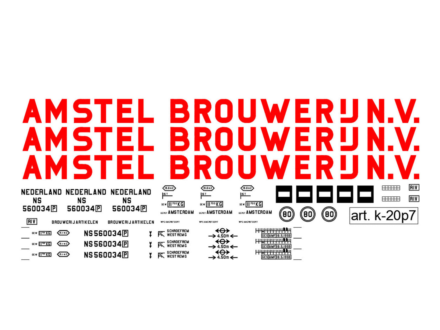 Opschriften voor bierwagen "Amstel" (1949-1965)  Art.T-20p7