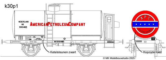Opschriften voor ketelwagen "A.P.C." NS uitvoering (1921-1936) - Art. T-30p1