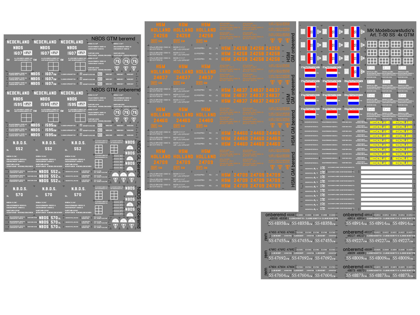 VERNIEUWD - Opschriften voor 20-tons houten kolenwagens (1913-1970)  Art. T-50