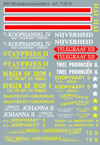 Opschriften voor beurtvaartschepen art. T-814 t.m. T-819