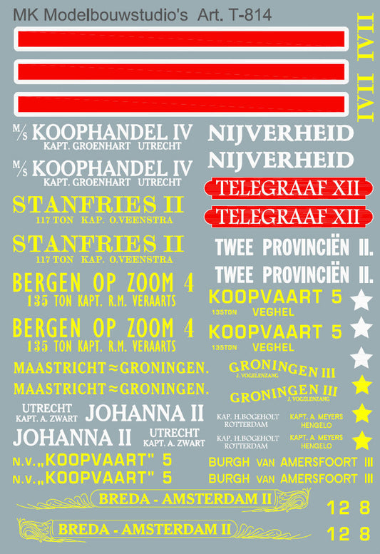Opschriften voor beurtvaartschepen art. T-814 t.m. T-819