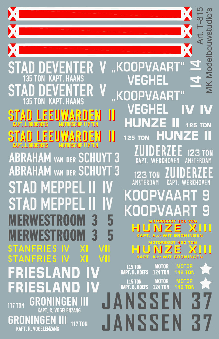 Opschriften voor beurtvaartschepen art. T-814 t.m. T-819