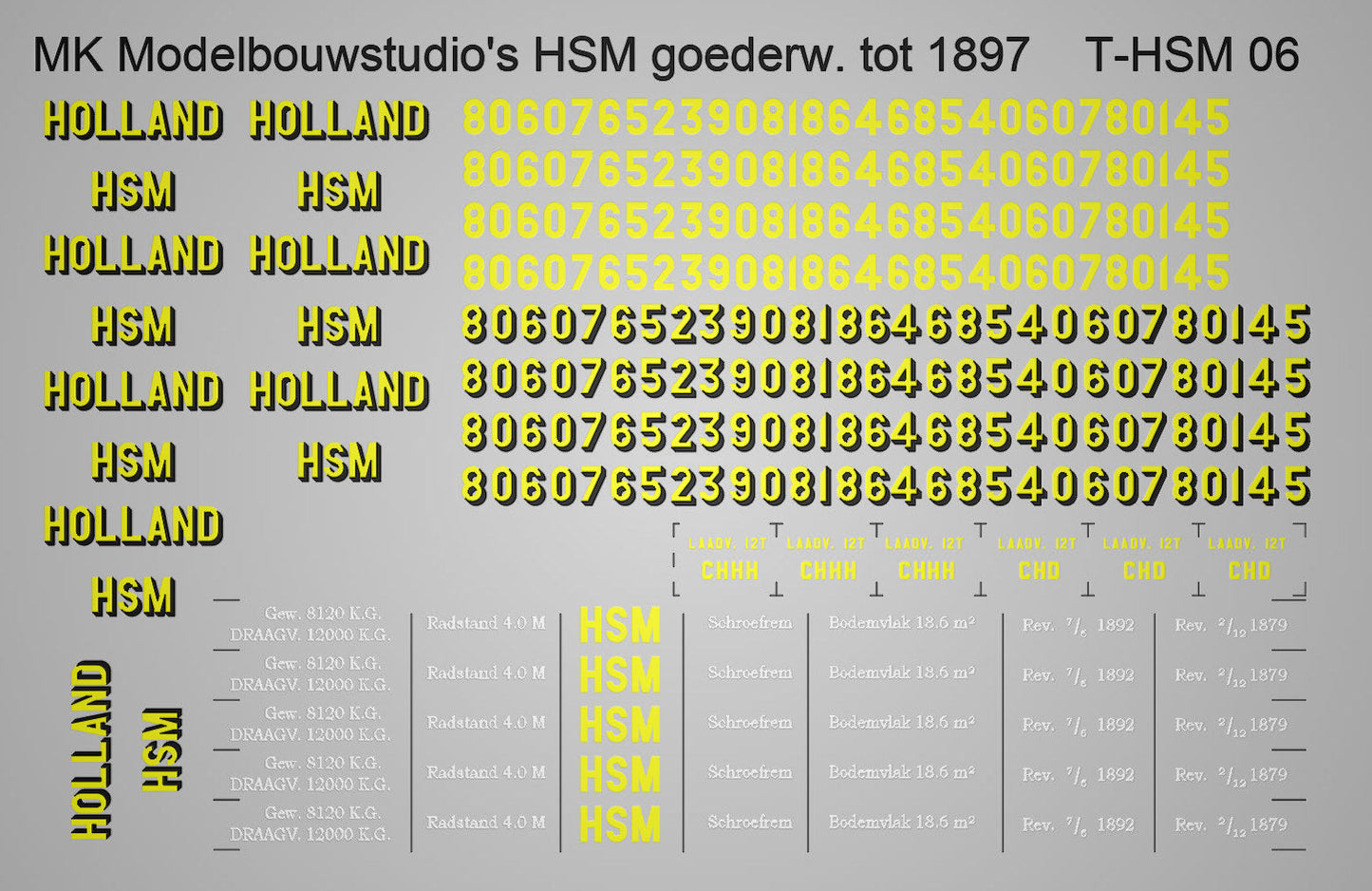 HSM opschriften voor rijtuigen en goederenwagens