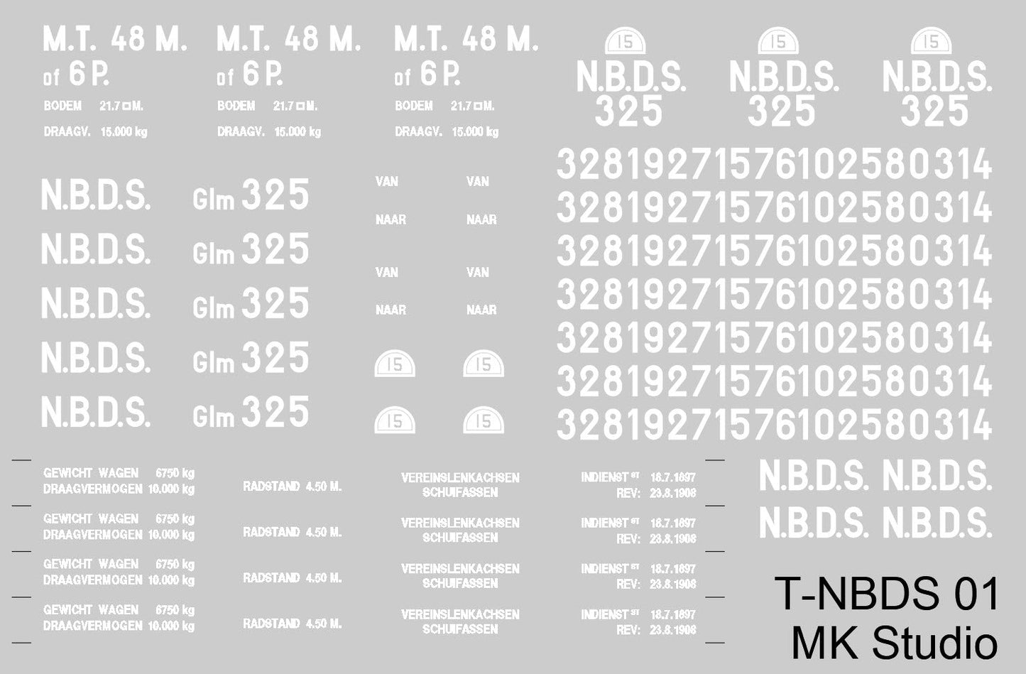 Opschriften voor ombouw Duitse goederenwagen naar NBDS of NS (1897-1950) - Art. T-913