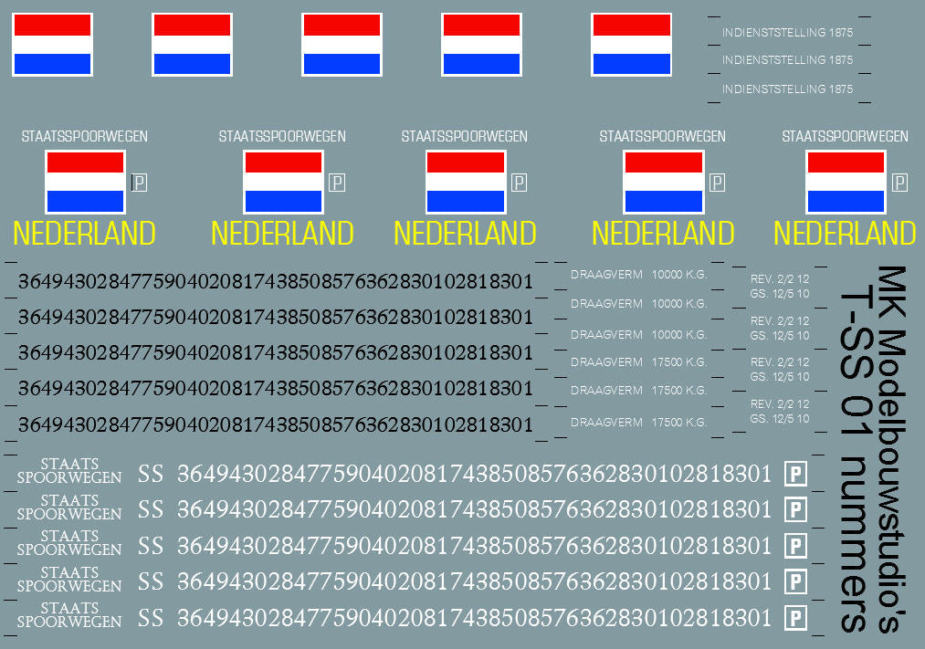 SS algemene opschriften goederenwagens - art T-SS01