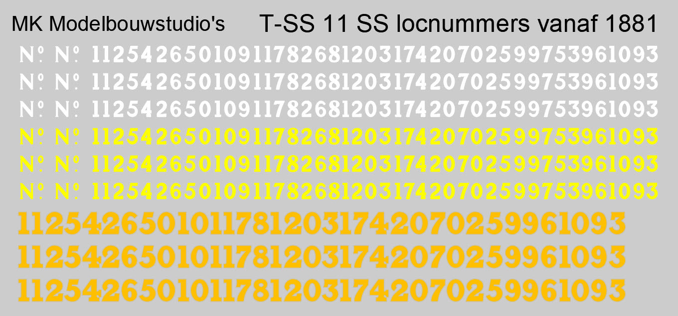 Nummerplaten voor locomotieven SS / HSM / NBDS - VERNIEUWD